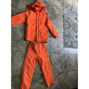 VINTAGE 80’S Woolrich Orange Blaze Hunting Jacket & Pants Mens Size L USA Made